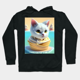 Adorable Cat Illustration - Modern Digital Art Hoodie